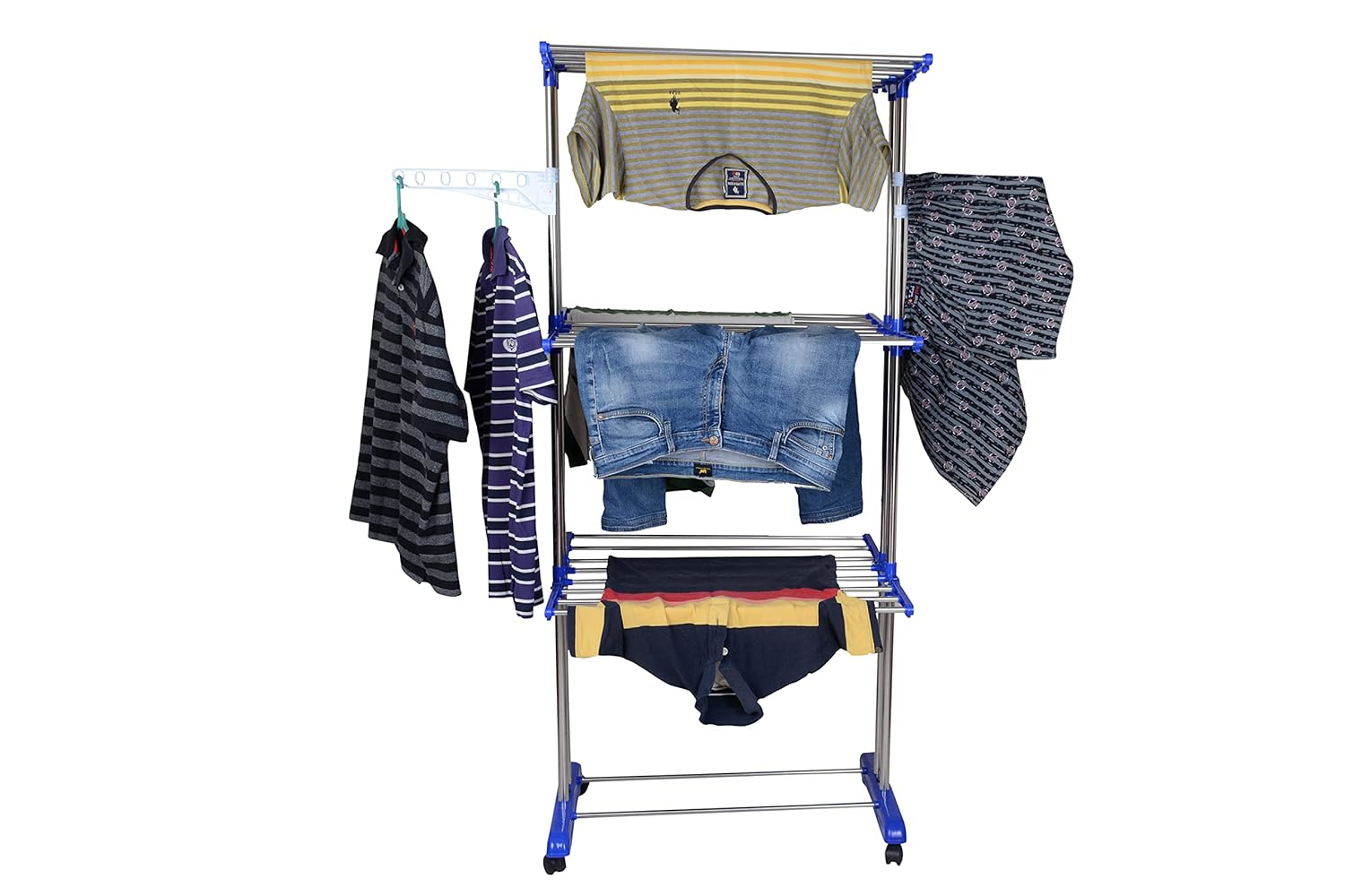 1754821703_Mega-stand-Clothes-Drying-Rack-Folding-Stainless-Steel-Laundry-Garment-Dryer-Stand-with-Two-Side-Wings-Blue-Portable-3-Layer-Cloth-Wheels-and-Foldable-Wings.jpg