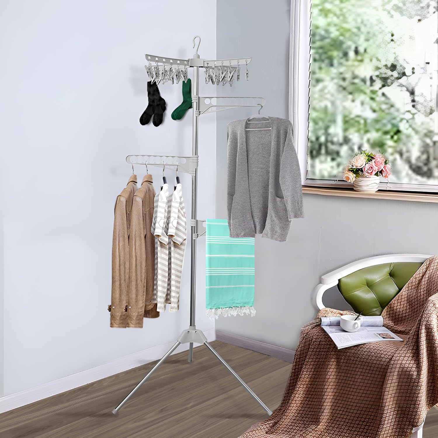 1755807889_Lukzer-Heavy-Duty-2-in-1-Clothes-Drying-Stand-Tripod-–-24-Clips-3-x-9-Hole-Hangers-Folding-IndoorOutdoor-Laundry-Rack-–-Portable-Space-Saving-175x62cm.jpg